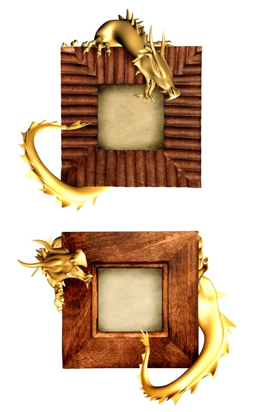 Dragons and wooden frames — Stock Photo, Image