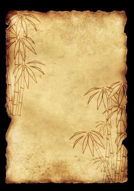 Sheet old paper with image of bamboo clipart
