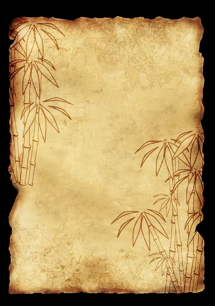 Лист старой бумаги с изображением бамбука — стоковое фото