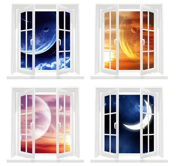 Collection of space windows — Stock Photo, Image