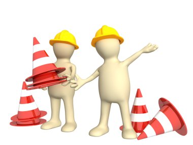 3d puppets with emergency cones clipart