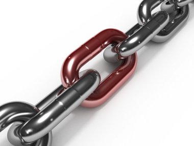 Iron chain with red link clipart