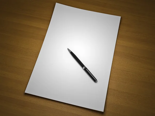 ペンと紙の空白のシート — ストック写真