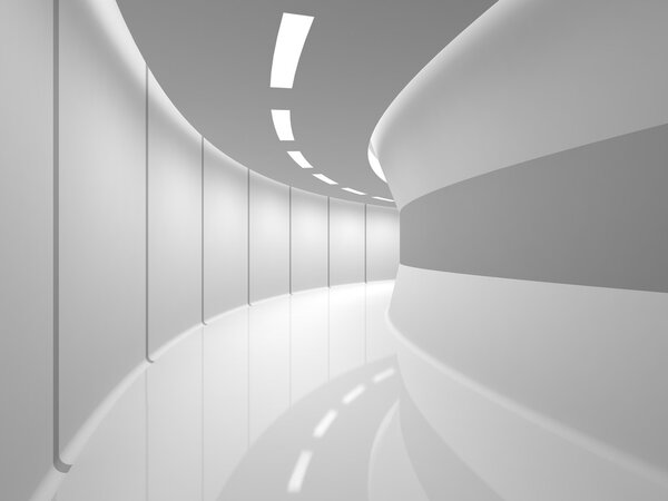 Modern illuminated long corridor