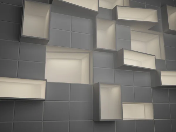 Абстрактные пустые коробки в стене — стоковое фото