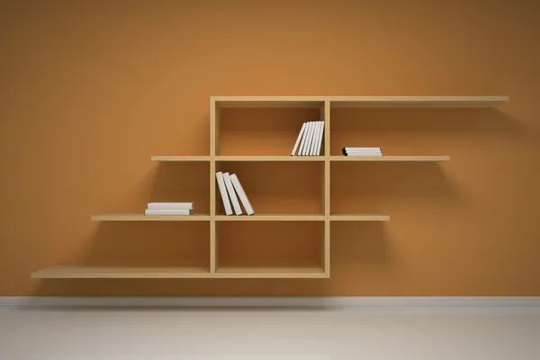 Bücherregal an der Wand — Stockfoto