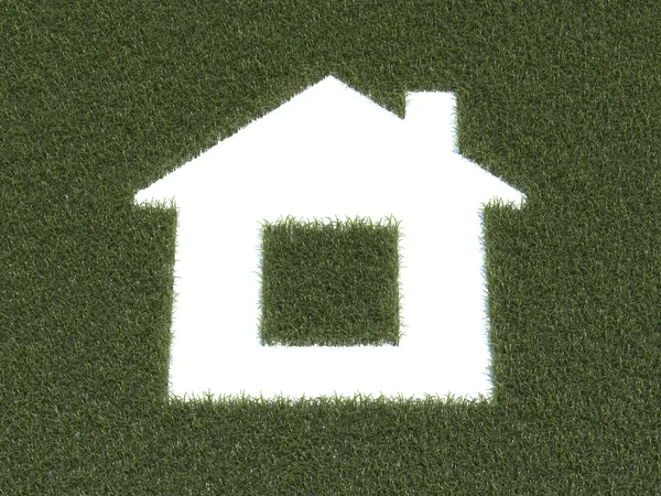 Grönt gräs hus — Stockfoto