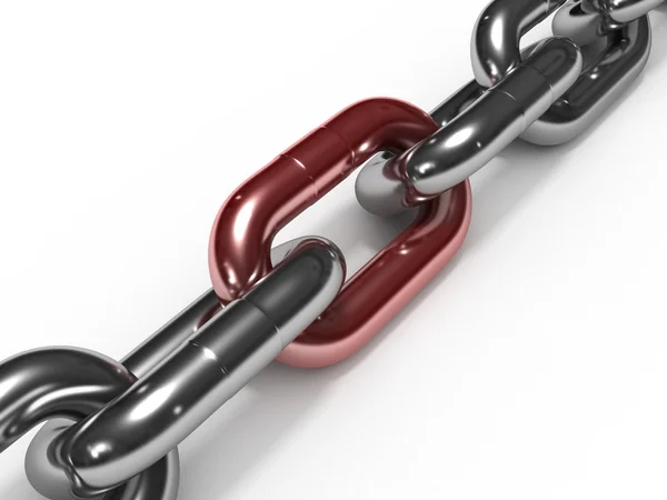 stock image Iron chain with red link