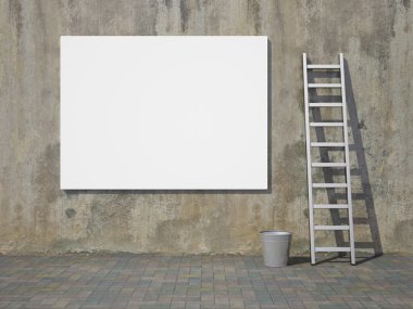 Blank advertising billboard on wall clipart