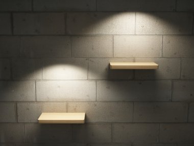 Illuminated empty shelves clipart