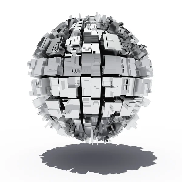 Metal sphere with abstract geometric shapes — Stock Photo, Image