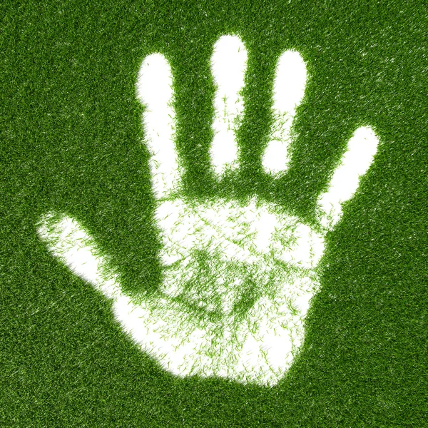 Impressão da mão de grama — Fotografia de Stock
