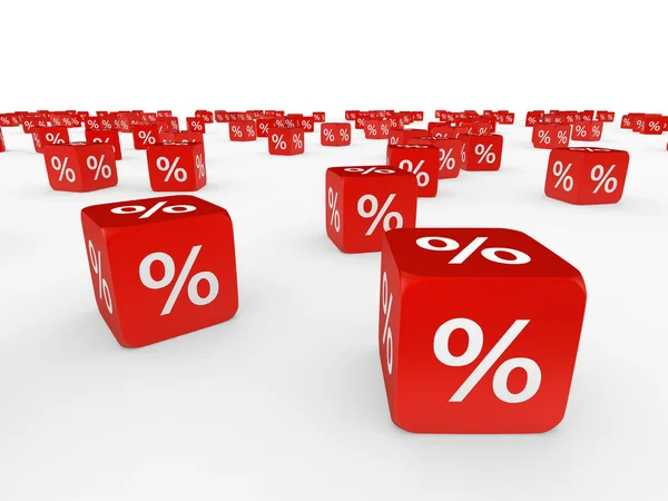 Cubos vermelhos com percentagem — Fotografia de Stock