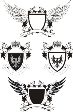 Set of vector grunge shields with eagles clipart