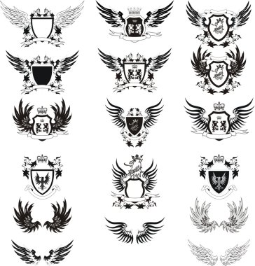 Collection of grunge vector coat of arms clipart