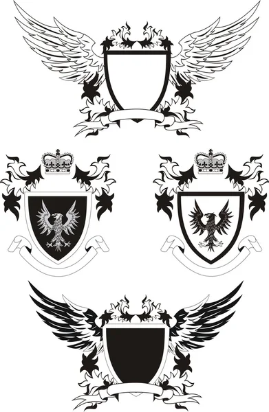 Conjunto de escudos grunge vectoriales con águilas — Vector de stock