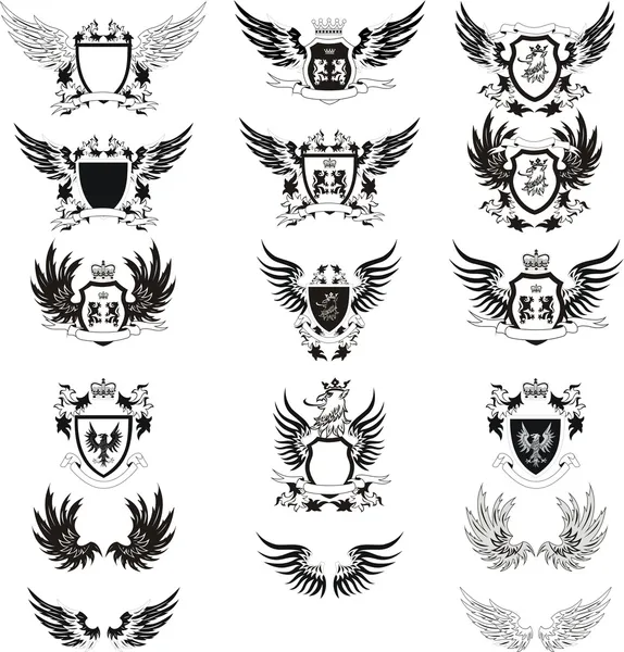 Colección de escudo de armas vector grunge — Vector de stock