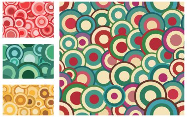 Collection of seamless vector retro patterns with circles clipart