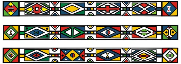 伝統的なアフリカ ンデベレ語パターン - ベクトル illustratio のセット — ストックベクタ