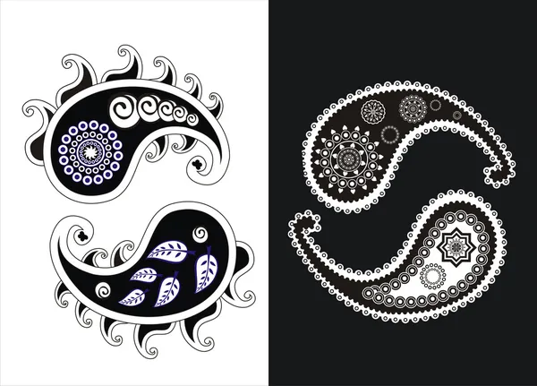 Ensemble de motifs vectoriels paisley (concombre turc) sans couture — Image vectorielle