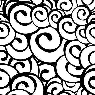 Seamless vector black and white spiral pattern clipart