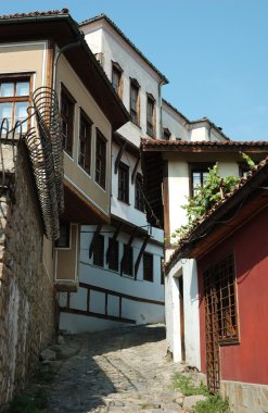 Medieval houses of old center in Plovdiv,Bulgaria,unesco heritag clipart