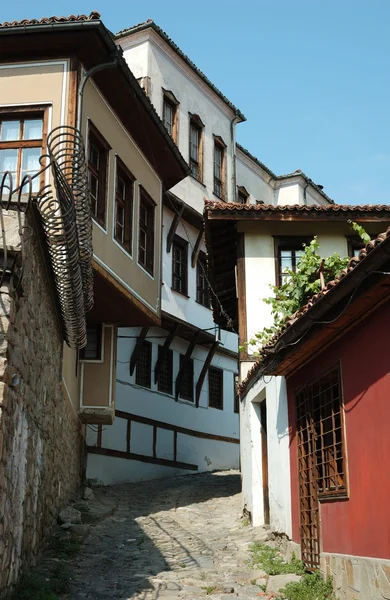 Casas medievales del centro antiguo en Plovdiv, Bulgaria, unesco heritag — Foto de Stock