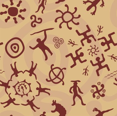 Tribal vector texture - immitation of ancient rock paintings (pe clipart