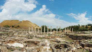 Panorama of ancient ruins of Beit Shean (Beit Shearim) city , Is clipart