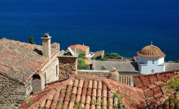 stock image Timber roofs of old byzantine town Monemvasia ,Greece