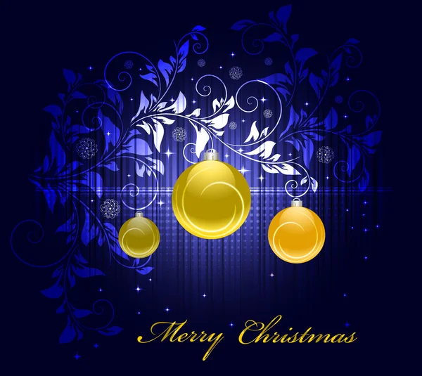 Hermoso fondo floral de Navidad con bolas de oro — Vector de stock