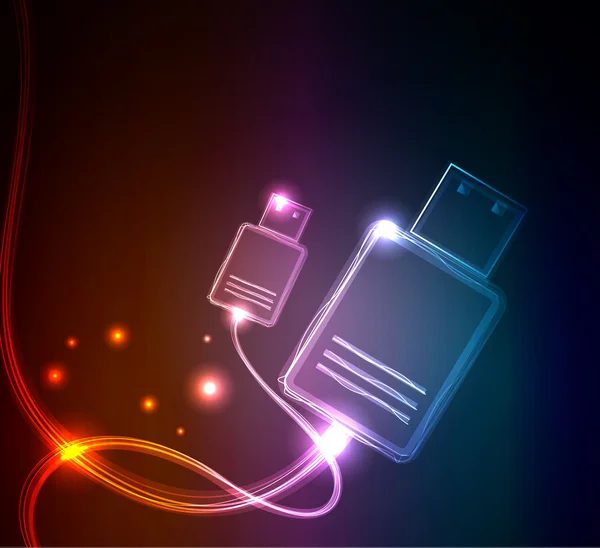 stock vector Glowing USB, vector illustration