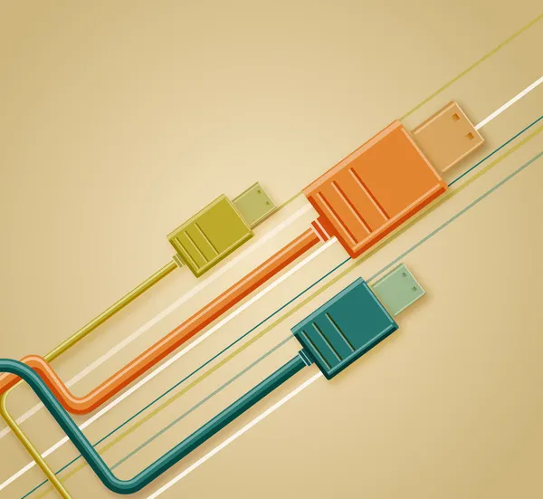 USB 케이블의 역 배경 — 스톡 벡터
