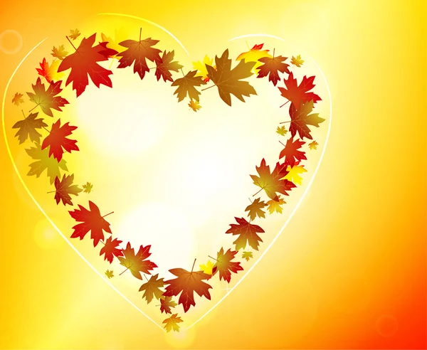 Glowing Autumn background with heart — Stock Vector
