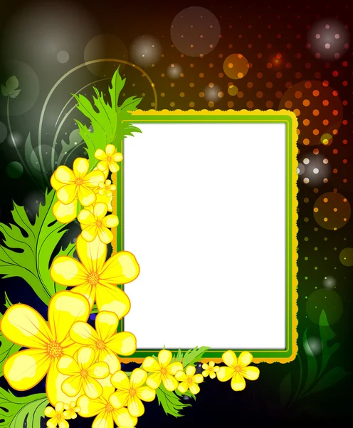 Photo frame on a floral background — Stock Vector