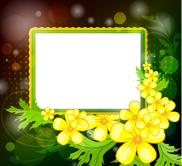 Cadre photo sur fond floral — Image vectorielle