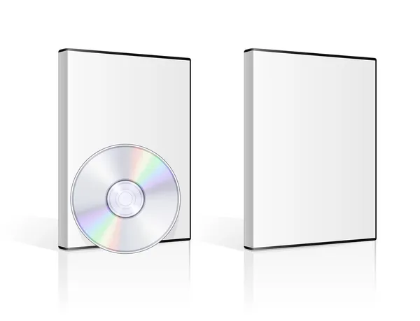 DVD kutusu ve beyaz arka plan üzerinde disk — Stok Vektör