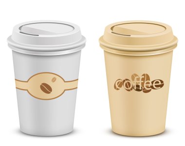 Plastic coffee cups with lid clipart