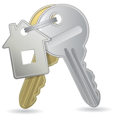 An illustration of a bunch of keys with a tag clipart