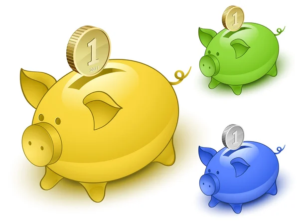 Piggy bank beállítása. Mentés pénz fogalma — Stock Vector