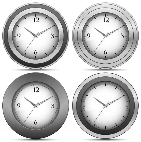 Coleção de relógios de escritório cromados — Vetor de Stock