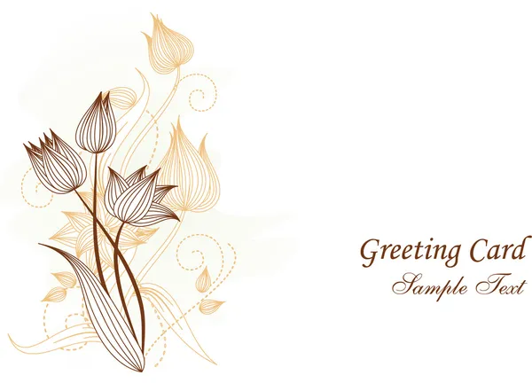 Carte de vœux avec tulipes dans un style vintage vectorisé — Image vectorielle