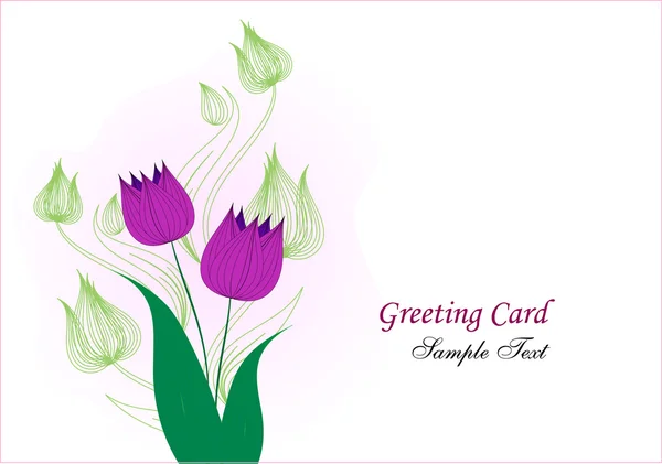 Üdvözlés kártya-val tulipán — Stock Vector