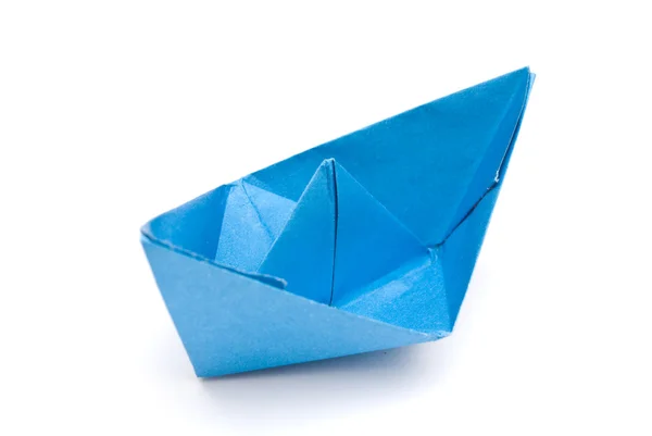 Blaues Papierschiff — Stockfoto