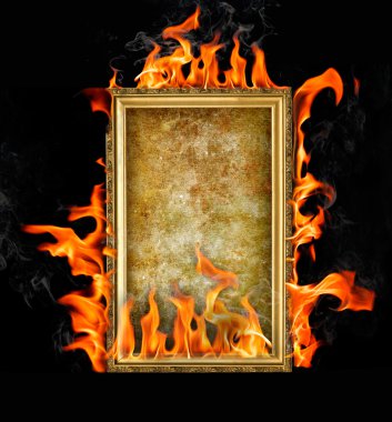 Frame on a fire clipart