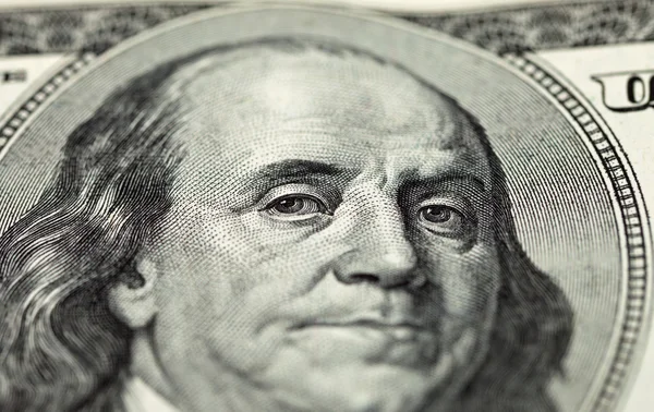 Портрет Бенджаміна Франкліна від 100 доларів банкнота — стокове фото