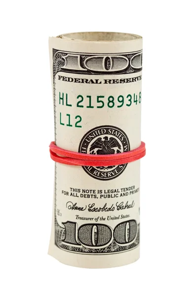 Rollo de dólares aislado en blanco —  Fotos de Stock