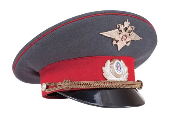 ロシアの警察キャップに孤立した白い背景 — ストック写真