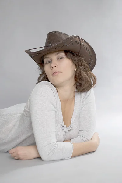 Girl in a cowboy hat — Stock Photo, Image