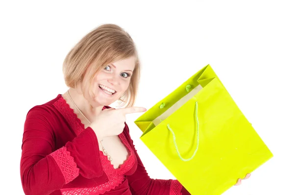 Bella donna con borse della spesa — Foto Stock